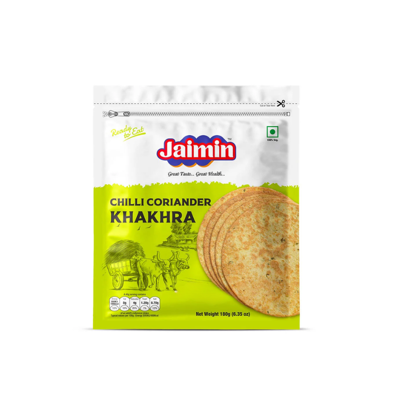 Jaimin Chilli Coriander Khakhra 180g – Spicy Crunchy Khakhra