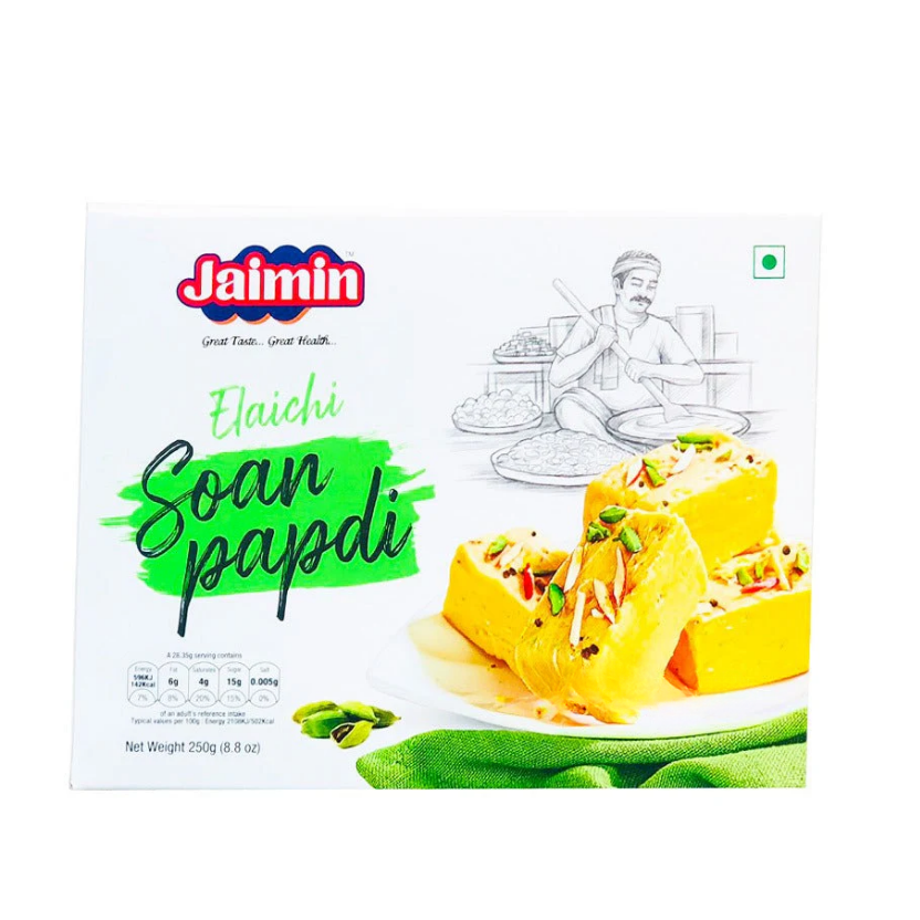 Jaimin Elaichi Soan Papdi 250g – Soft Cardamom Sweet