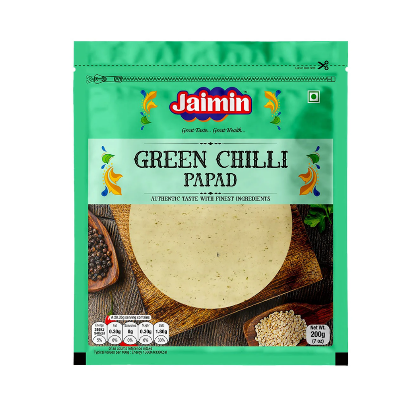 Jaimin Green Chilli Papad 200g