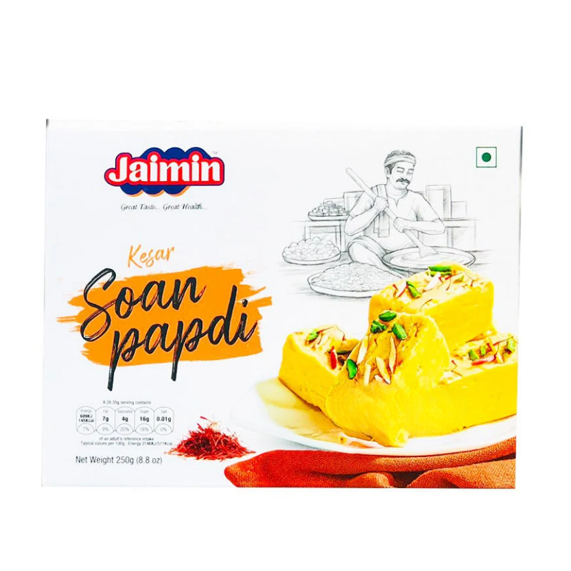 Jaimin Kesar Soan Papdi 250g – Traditional Flaky Sweet Treat