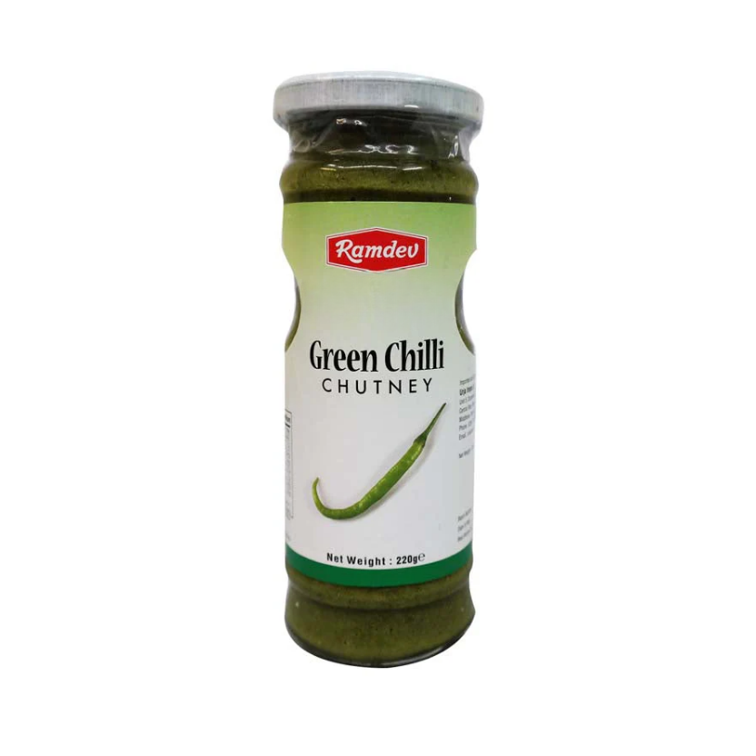 Ramdev Green Chilli Chutney 220g - Hot And Spicy Paste