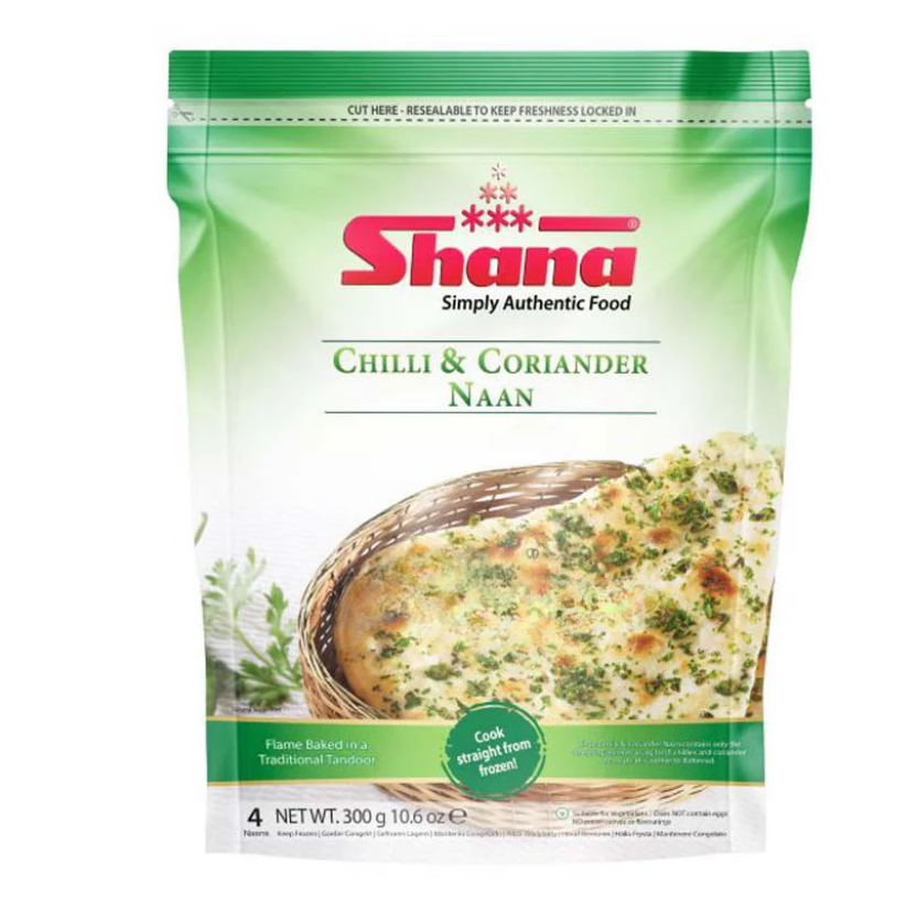 Shana Chilli & Coriander Naan 300g